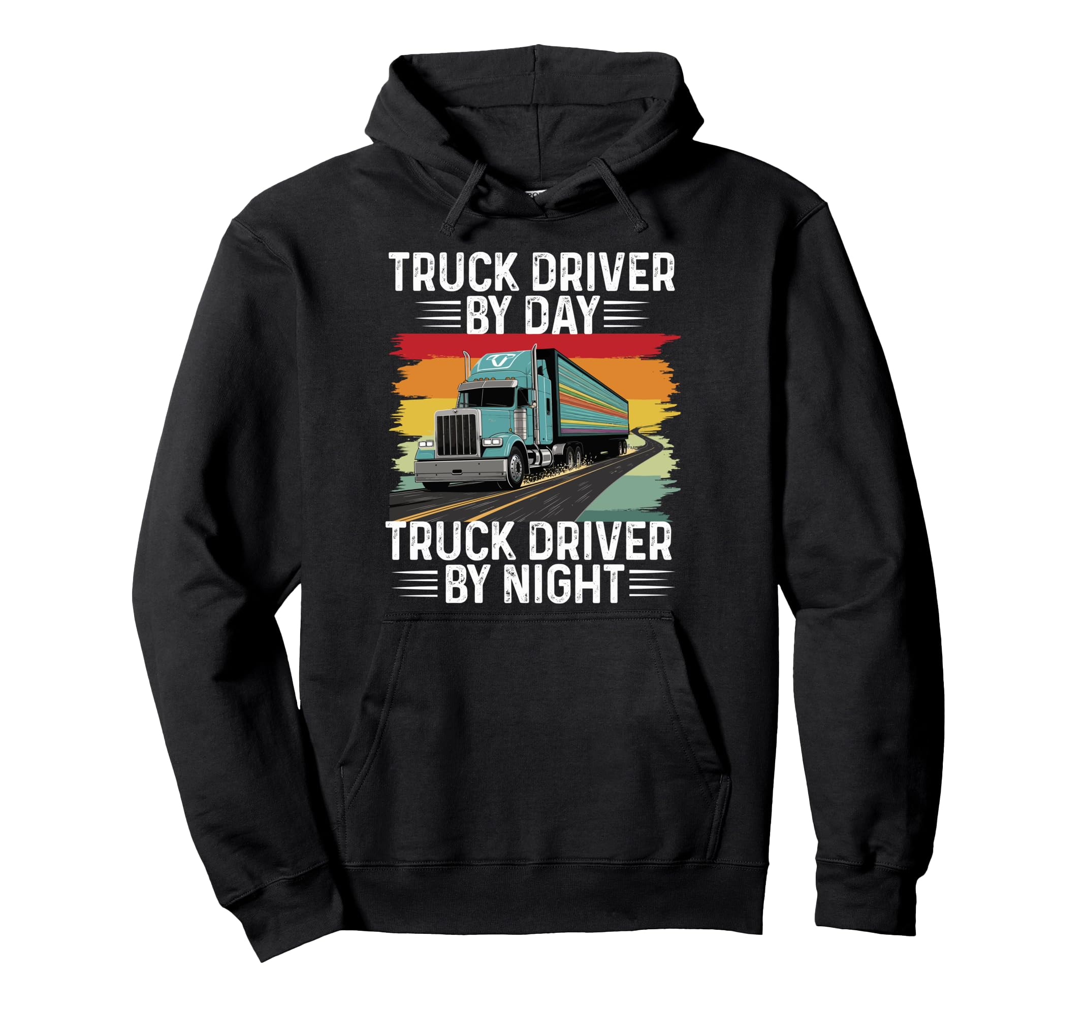 Trucker Papa Dad Semi Truck Driver Lover Hoodie - Graphic Print Unisex - T-Shirt, Sweatshirt, Hoodie