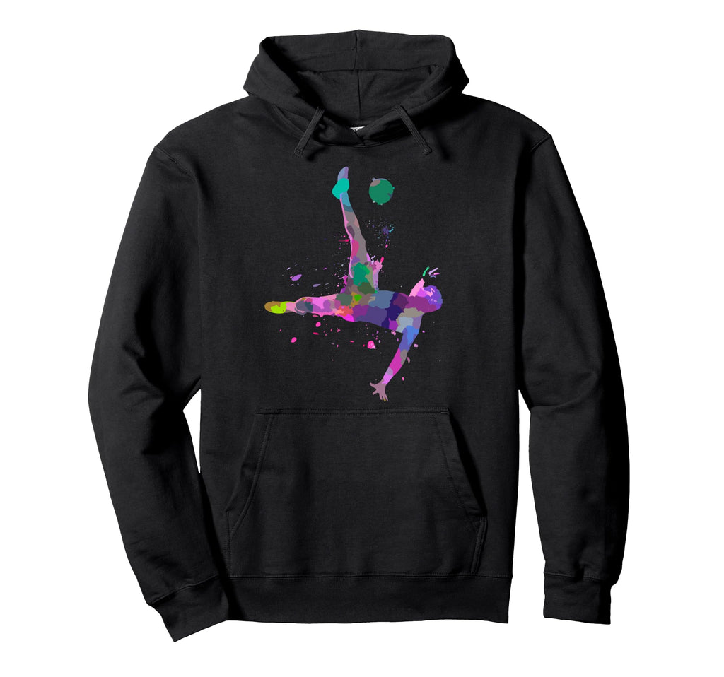 Colorful Soccer Bicycle Kick Splash Hoodie - Custom Art Print Men Women - T-Shirt, Sweatshirt, Hoodie