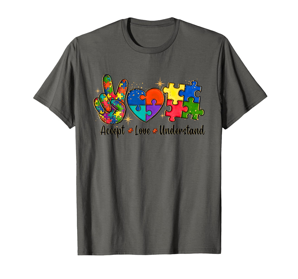 Love Accept Autism Mom Autism Dad T-Shirt - Novelty Apparel for Adults - T-Shirt, Sweatshirt, Hoodie