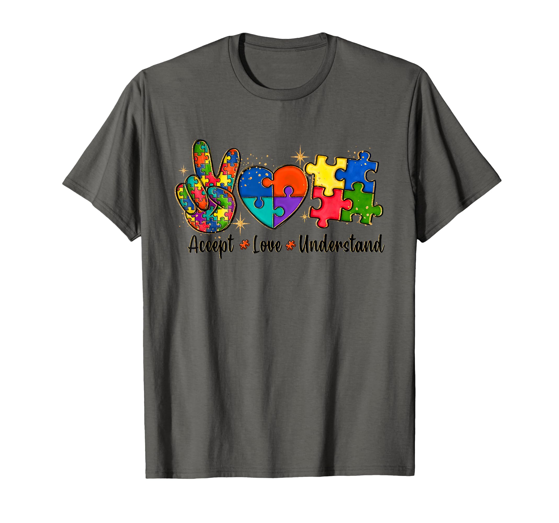 Love Accept Autism Mom Autism Dad T-Shirt - Novelty Apparel for Adults - T-Shirt, Sweatshirt, Hoodie