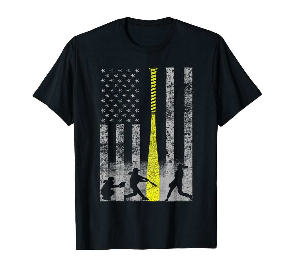 Yellow Softball Flag Yellow Bat Flag T-Shirt - Custom Art Print Unisex - T-Shirt, Sweatshirt, Hoodie