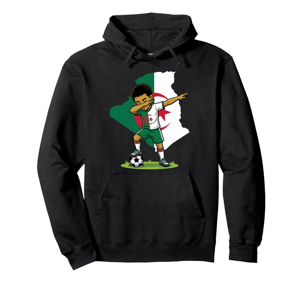 Algeria Soccer Dab Flag Football Hoodie - Streetwear Style for Adults - T-Shirt, Sweatshirt, Hoodie