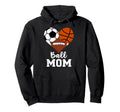 Ball Mom Funny Basketball Football Hoodie - Minimalist Print Men Women - T-Shirt, Sweatshirt, Hoodie