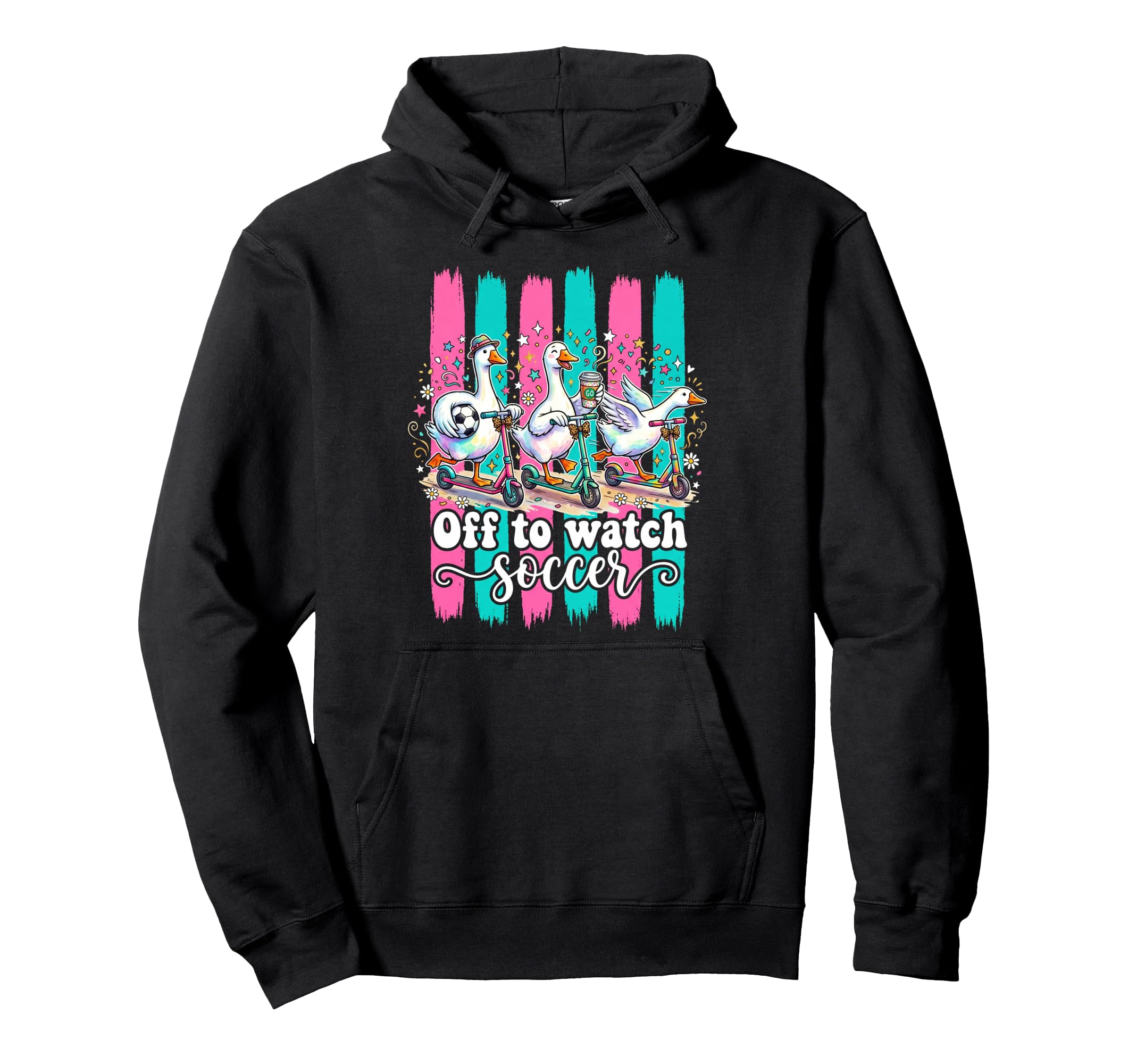 Off To Watch Soccer Silly Goose Funny Hoodie - Unique Graphic for Adults - T-Shirt, Sweatshirt, Hoodie