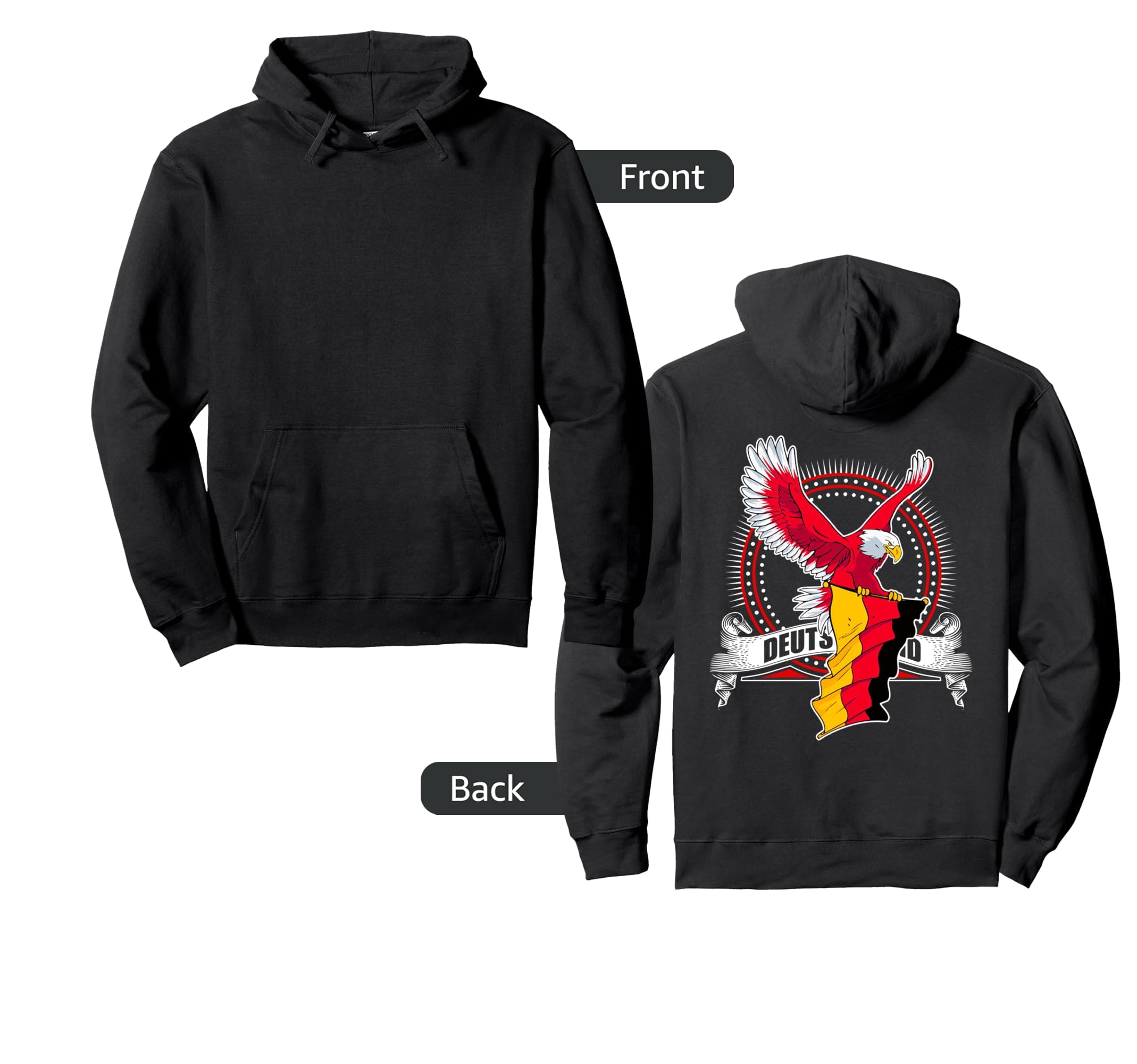 Germany Eagle Deutschland Flag Supporter Hoodie - Custom Art Print Unisex - T-Shirt, Sweatshirt, Hoodie