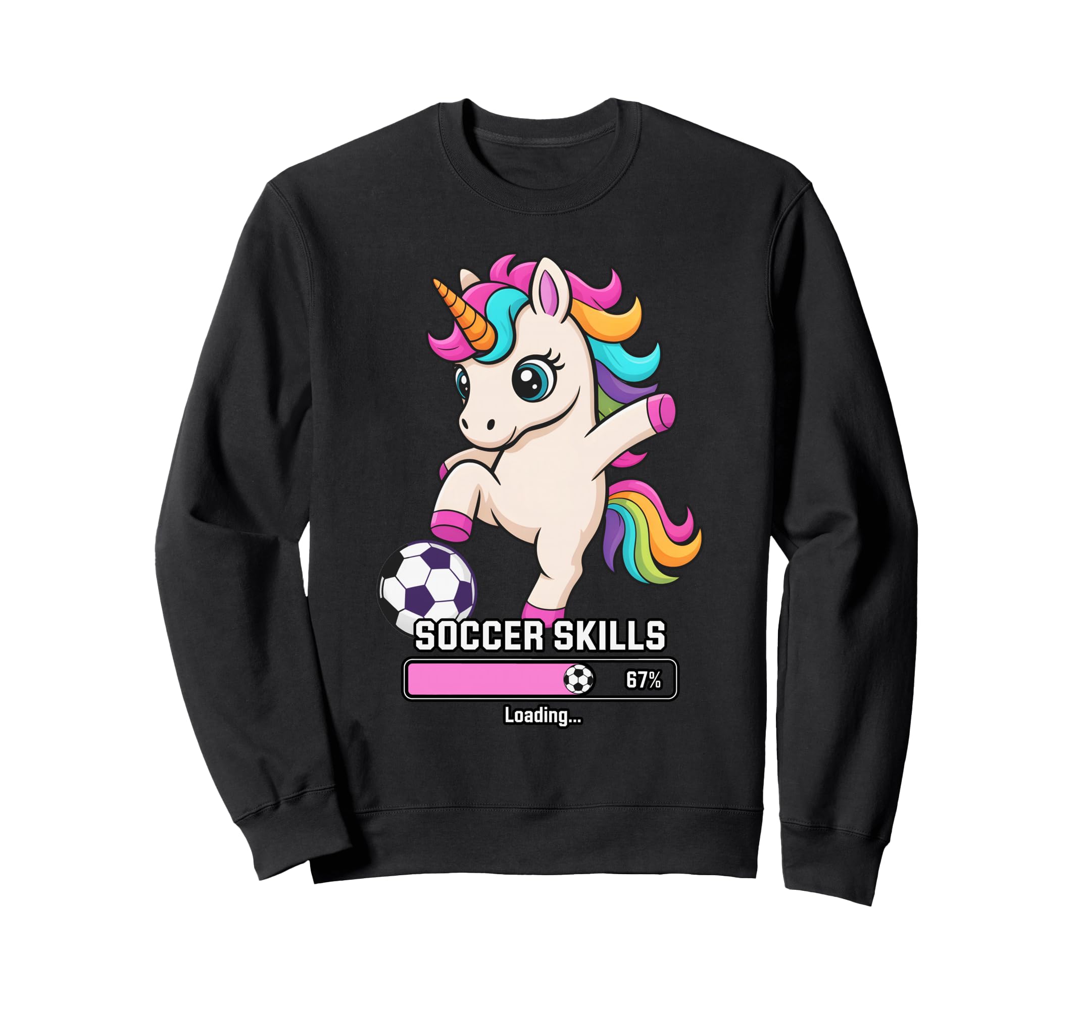Kawaii Soccer Unicorn Skills Sweatshirt - Streetwear Style for Adults - T-Shirt, Sweatshirt, Hoodie