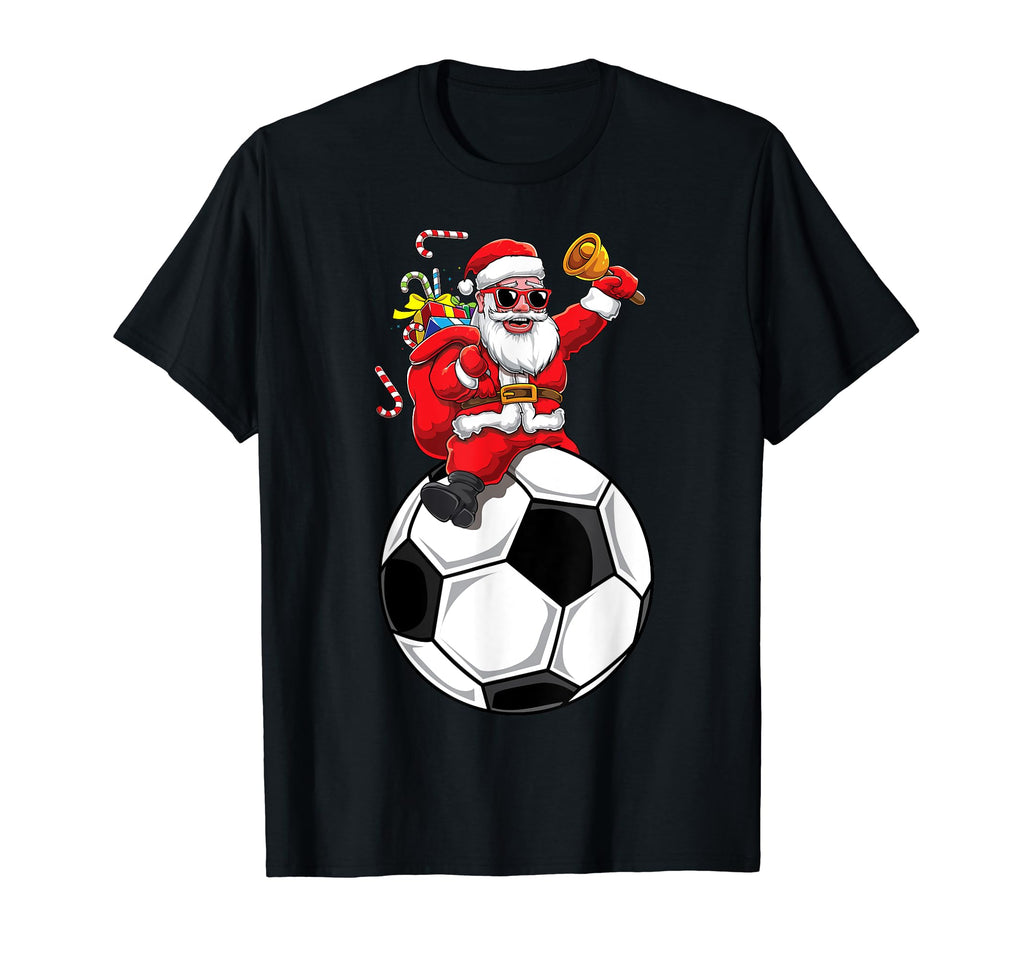 Santa Claus Soccer Ball Lover Sports T-Shirt - Custom Art Print for Adults - T-Shirt, Sweatshirt, Hoodie