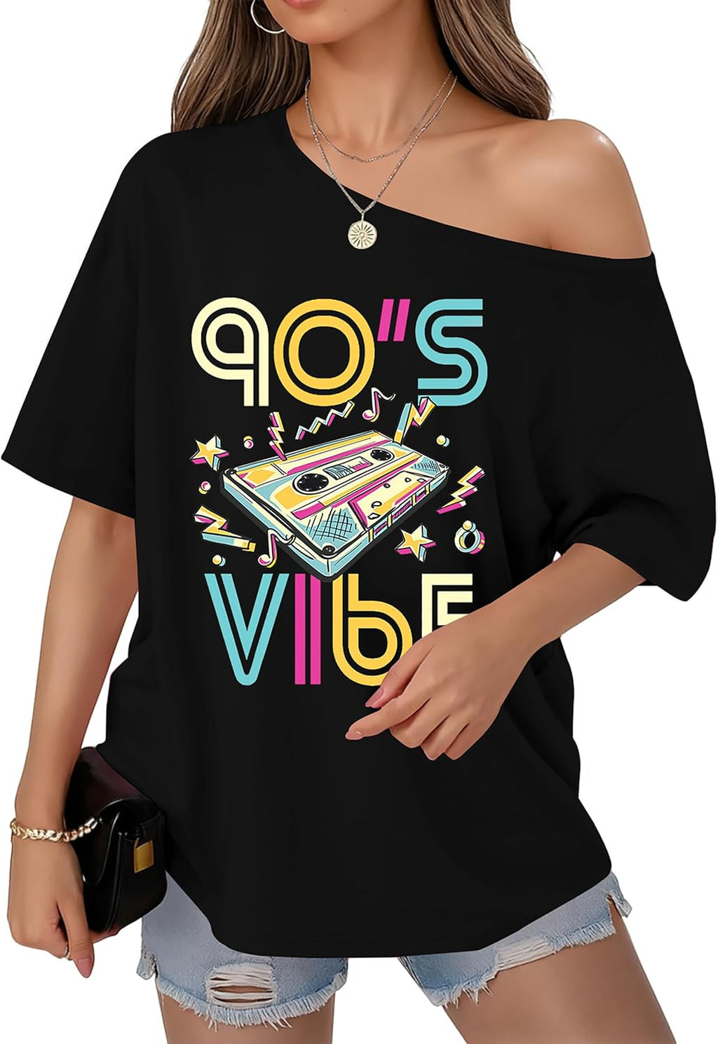 80s for Women Oversized Retro Off The Shoulder Top - Adult & Kids T-Shirts, Sweatshirts & Hoodies apparel design preview 1