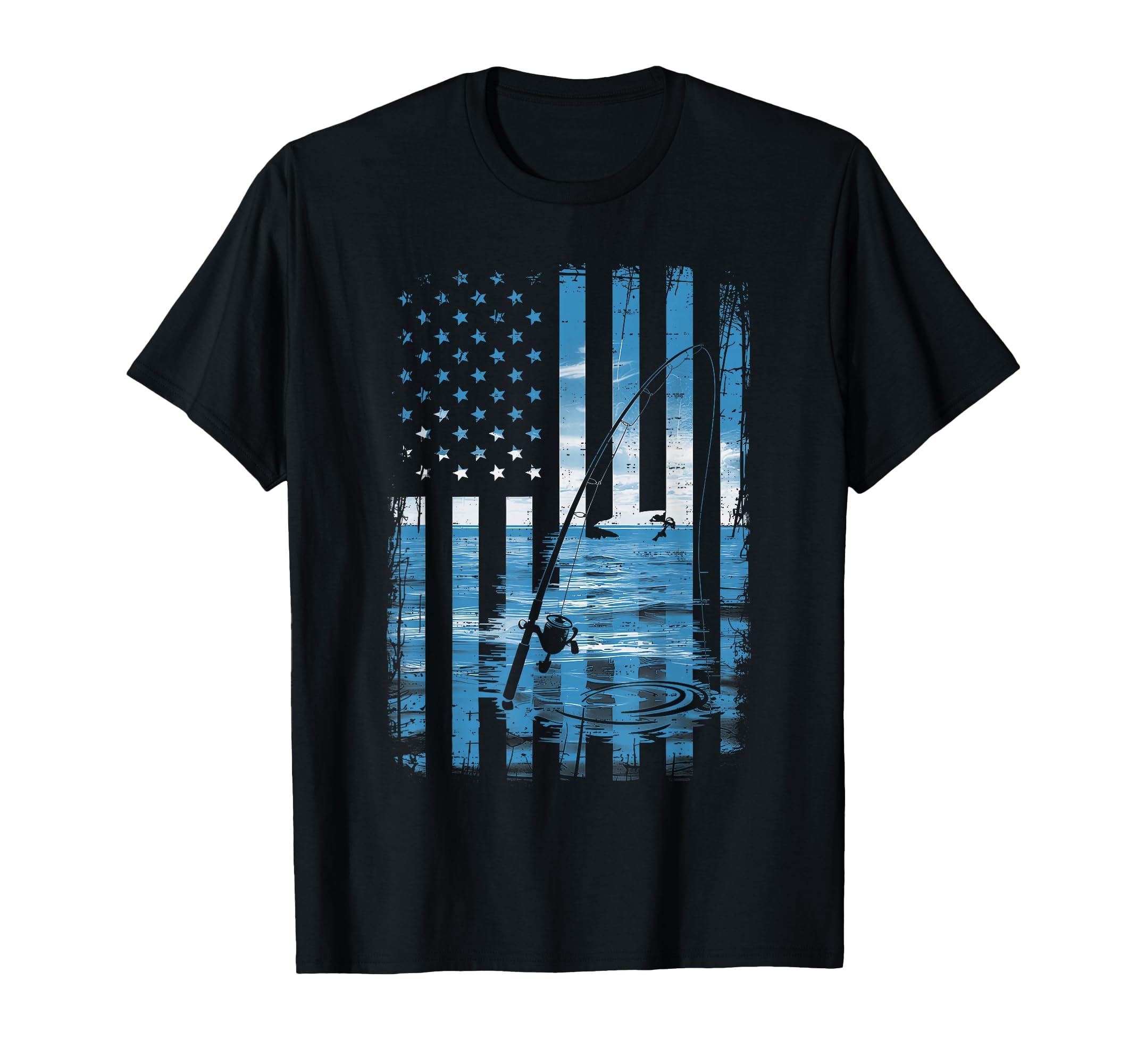 Fishing American Flag Fish Fisher T-Shirt - Trendy Graphic Men Women - T-Shirt, Sweatshirt, Hoodie