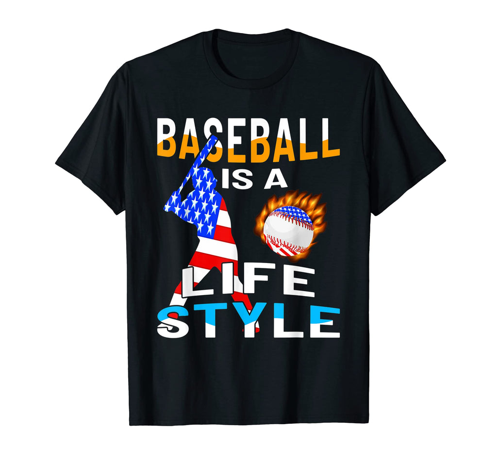 Funny Baseball Patriotic Us Flag T-Shirt - Casual Everyday Wear for Adults - T-Shirt, Sweatshirt, Hoodie