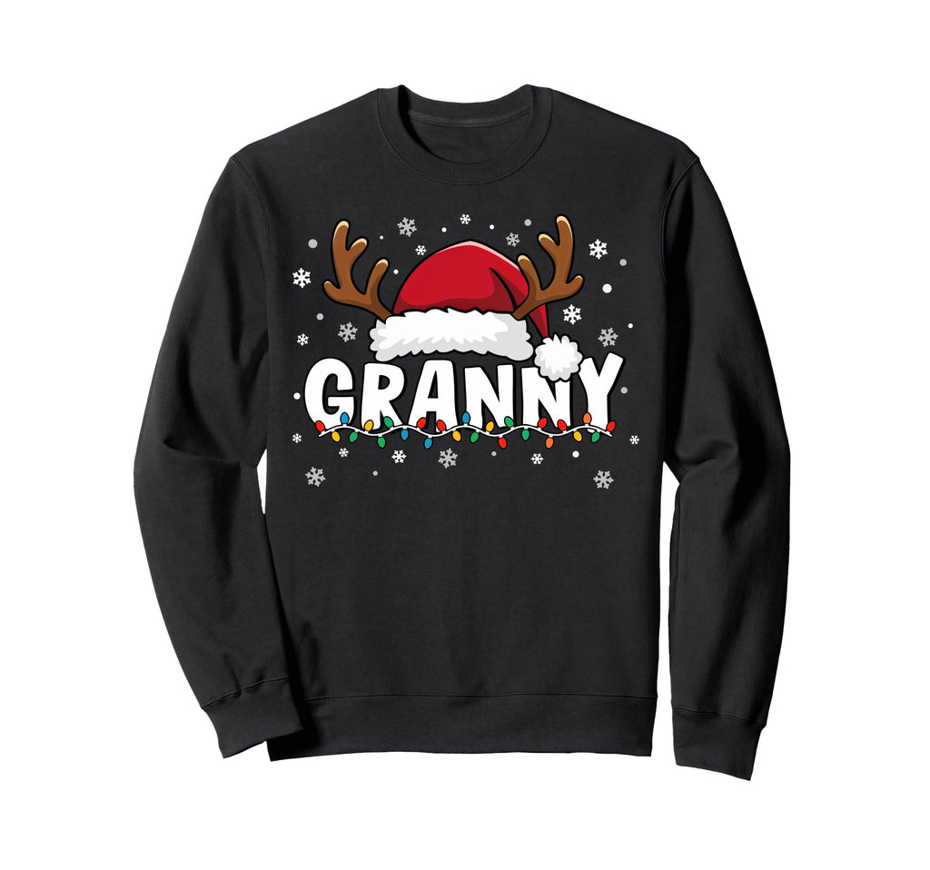 Granny Grandma Santa Hat Reindeer Sweatshirt - Custom Art Print Men Women - T-Shirt, Sweatshirt, Hoodie