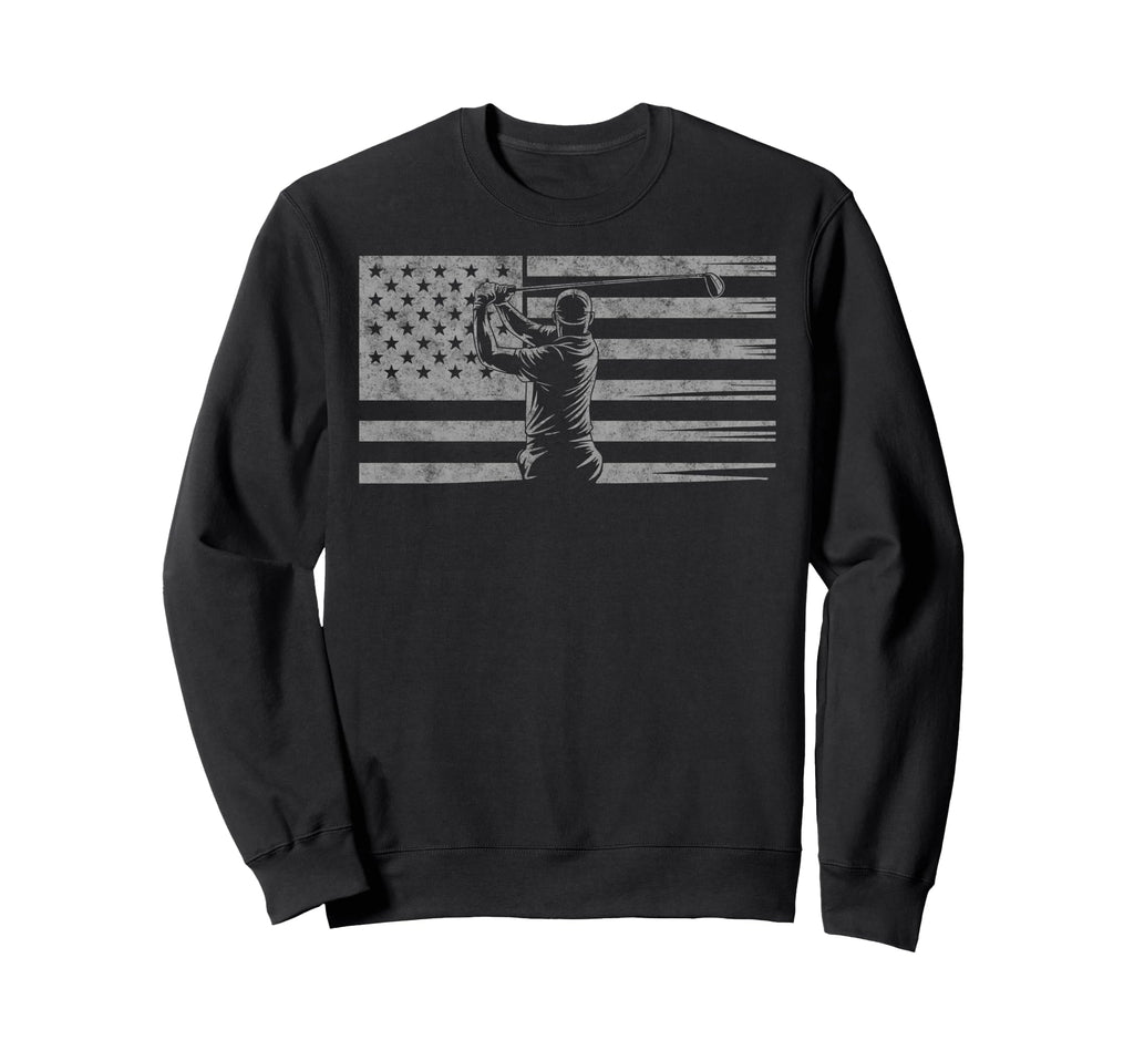 Us Flag Golf Golfer Golfing Dad Sweatshirt - Aesthetic Graphic for Adults - T-Shirt, Sweatshirt, Hoodie