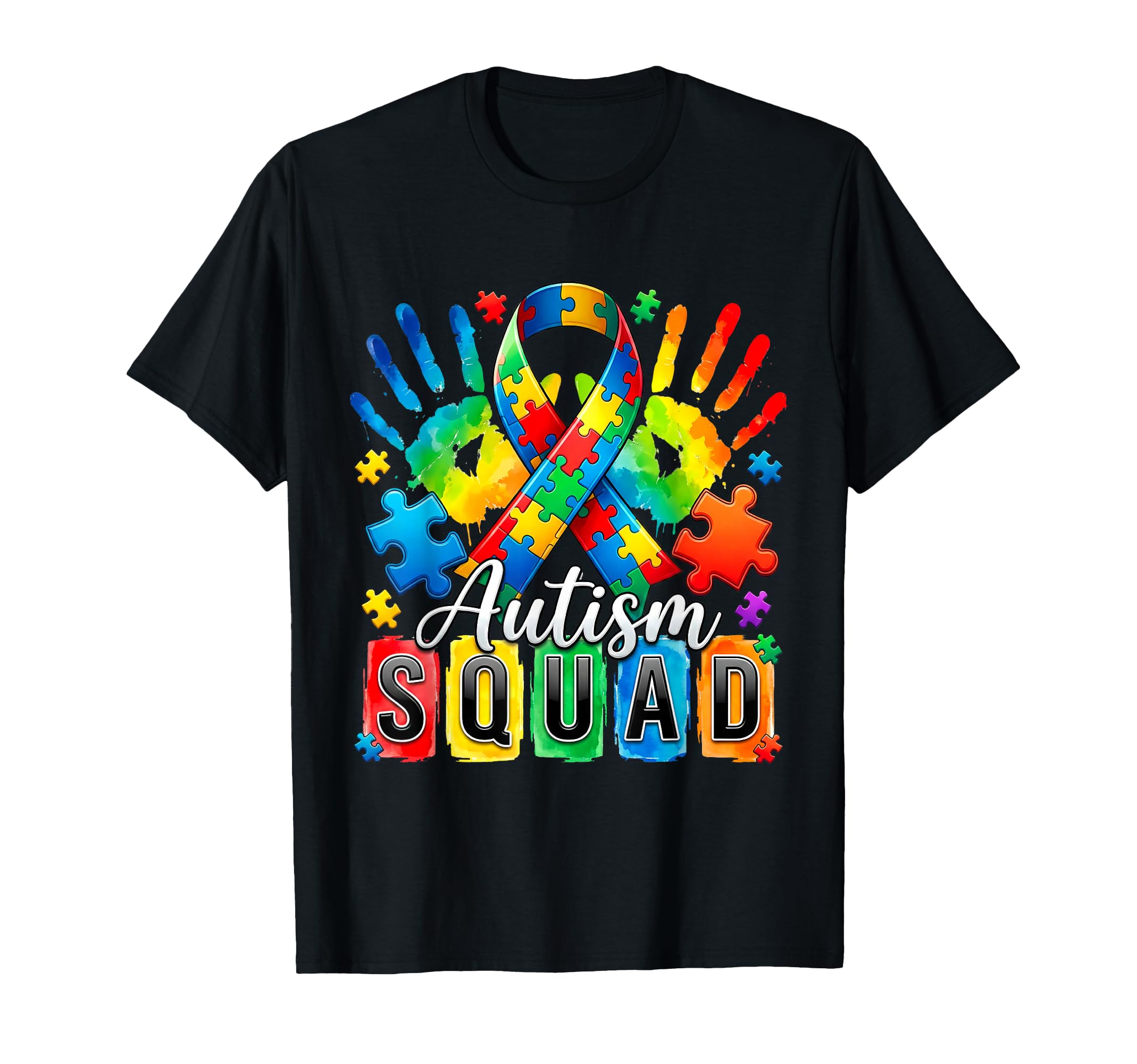Autism Squad Puzzle Ribbon Autism T-Shirt - Casual Everyday Wear Unisex - T-Shirt, Sweatshirt, Hoodie