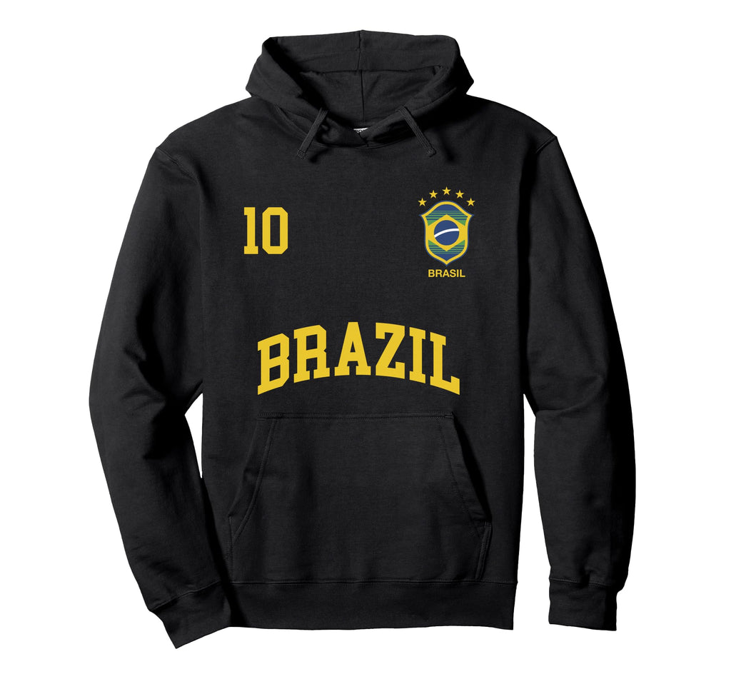 Brazil Team Sports Number 10 Soccer Hoodie - Casual Everyday Wear Unisex - T-Shirt, Sweatshirt, Hoodie