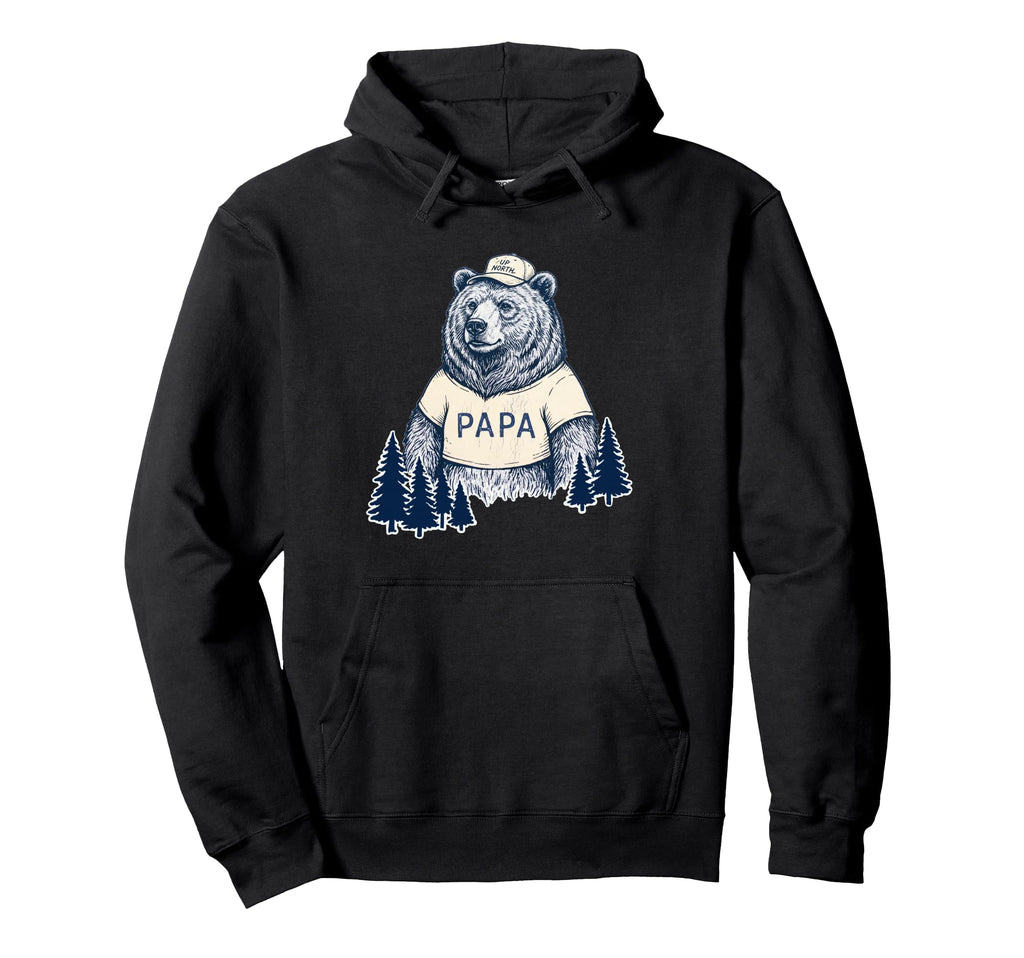 Papa Bear North Forest Camping Hoodie - Minimalist Print Men Women - T-Shirt, Sweatshirt, Hoodie