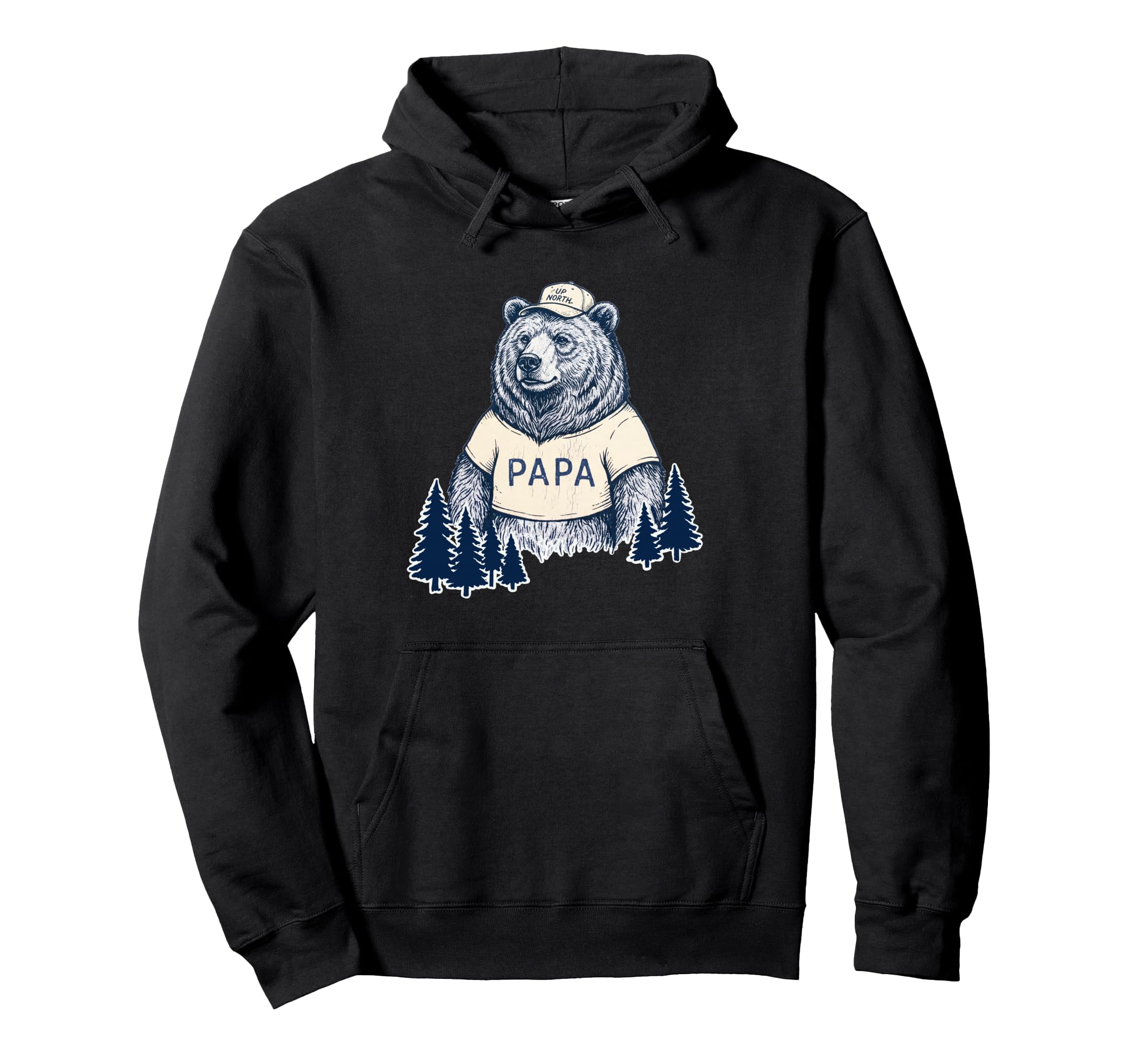 Papa Bear North Forest Camping Hoodie - Minimalist Print Men Women - T-Shirt, Sweatshirt, Hoodie