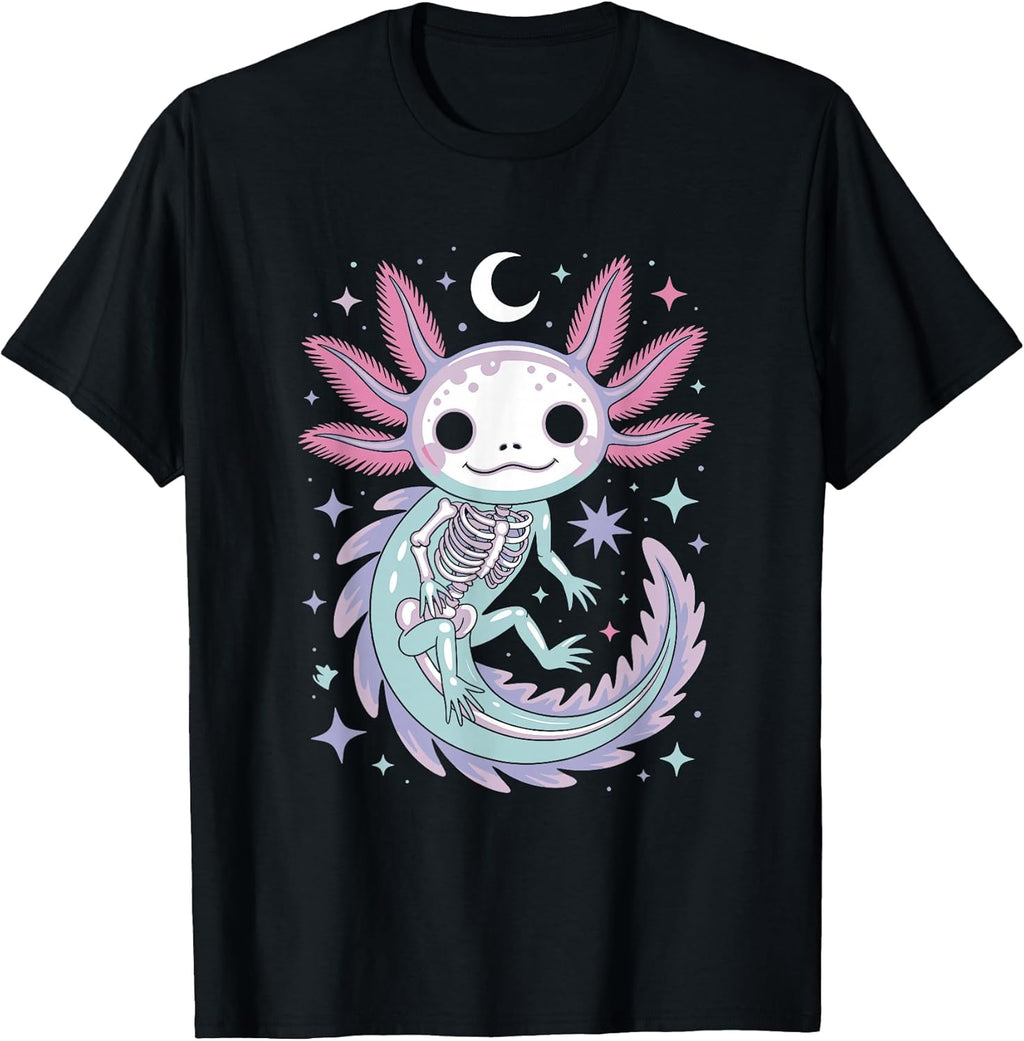 Pastel Goth Girl Kawaii Cute Skeleton Axolotl - Adult & Kids T-Shirts, Sweatshirts & Hoodies apparel design preview 1