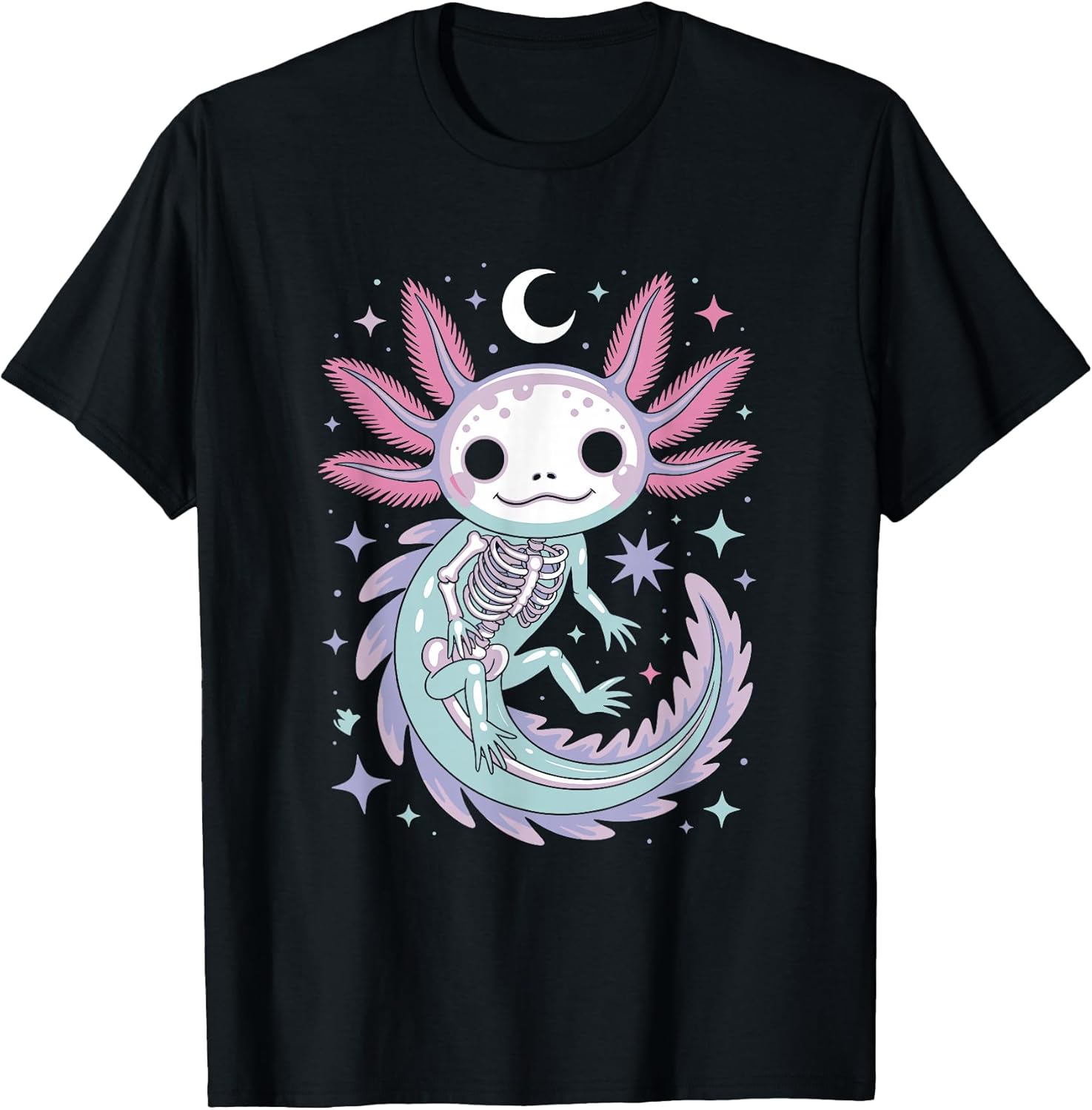 Pastel Goth Girl Kawaii Cute Skeleton Axolotl - Adult & Kids T-Shirts, Sweatshirts & Hoodies apparel design preview 1