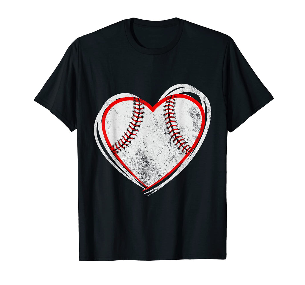Baseball Heart Mom Dad Softball Gift T-Shirt - Minimalist Print Unisex - T-Shirt, Sweatshirt, Hoodie