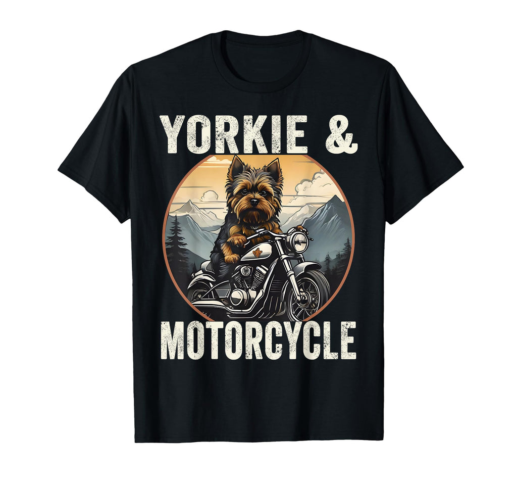 Yorkie And Motorcycle Dog Lovers T-Shirt - Custom Art Print Men Women - T-Shirt, Sweatshirt, Hoodie