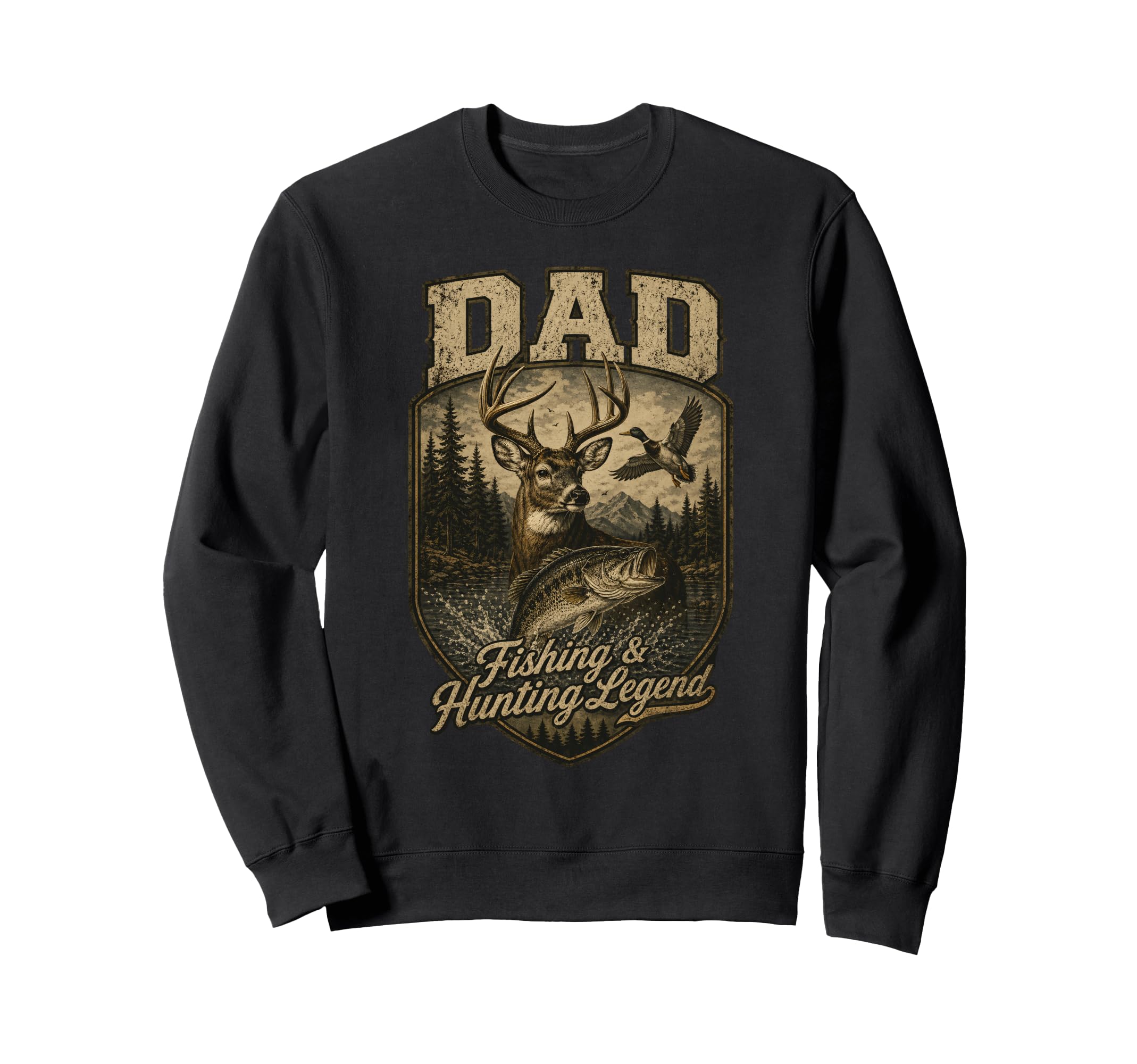 Dad Fishing Hunting Legend Outdoorsman Sweatshirt - Graphic Print Unisex - T-Shirt, Sweatshirt, Hoodie