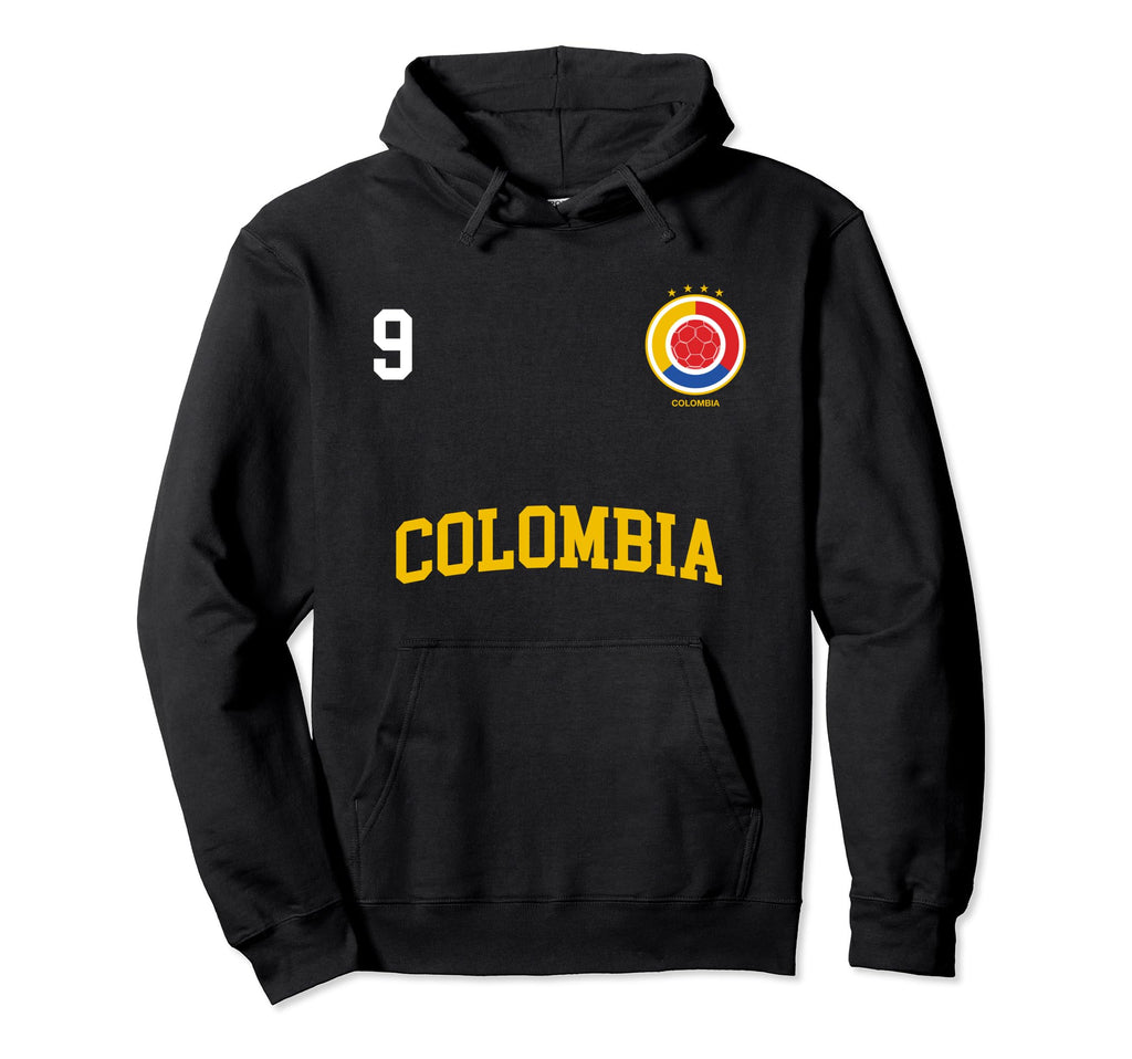 Colombia Soccer No 9 Colombian Flag Hoodie - Trendy Graphic for Adults - T-Shirt, Sweatshirt, Hoodie