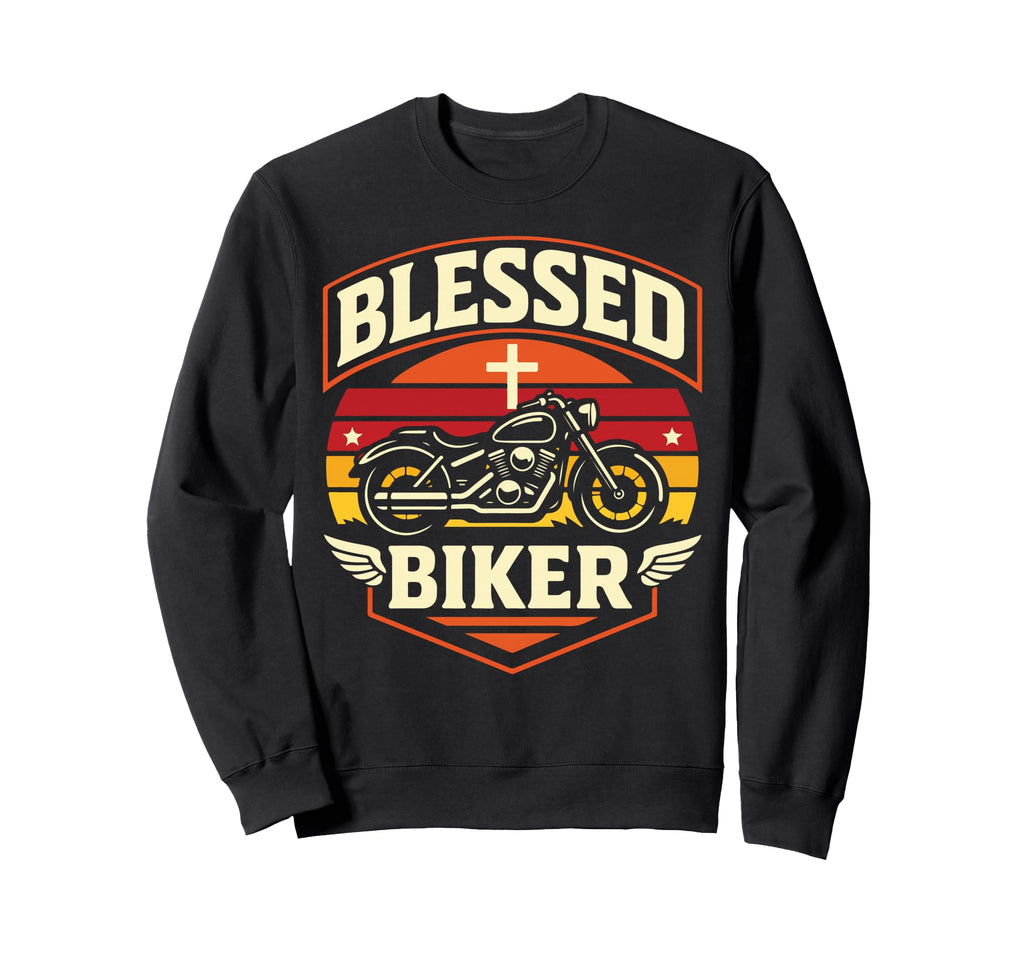 Christian Motorcycle Biker Blessed Sweatshirt - Aesthetic Graphic Unisex - T-Shirt, Sweatshirt, Hoodie