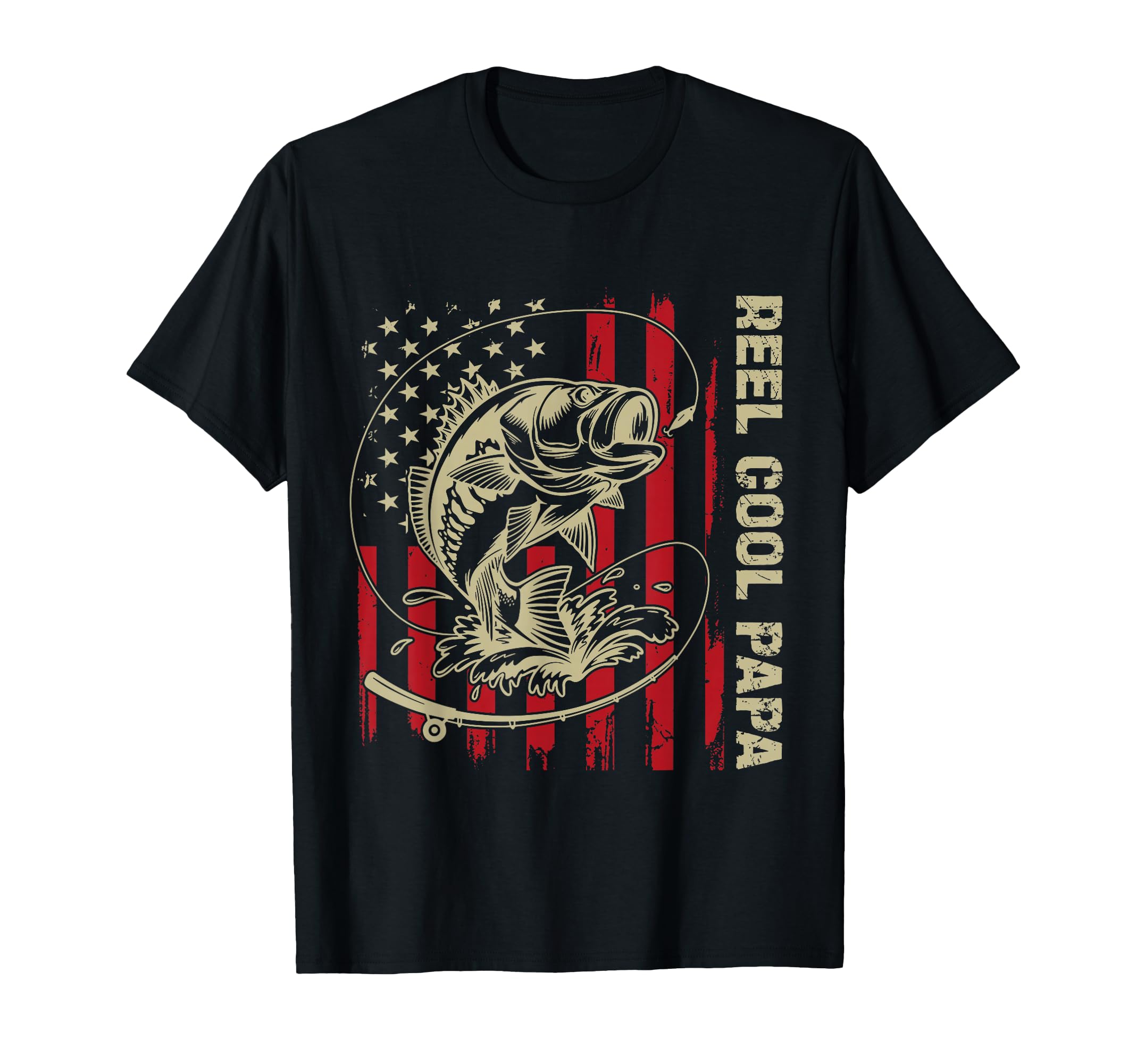 Reel Papa Fishing American Flag Mens T-Shirt - Aesthetic Graphic Unisex - T-Shirt, Sweatshirt, Hoodie