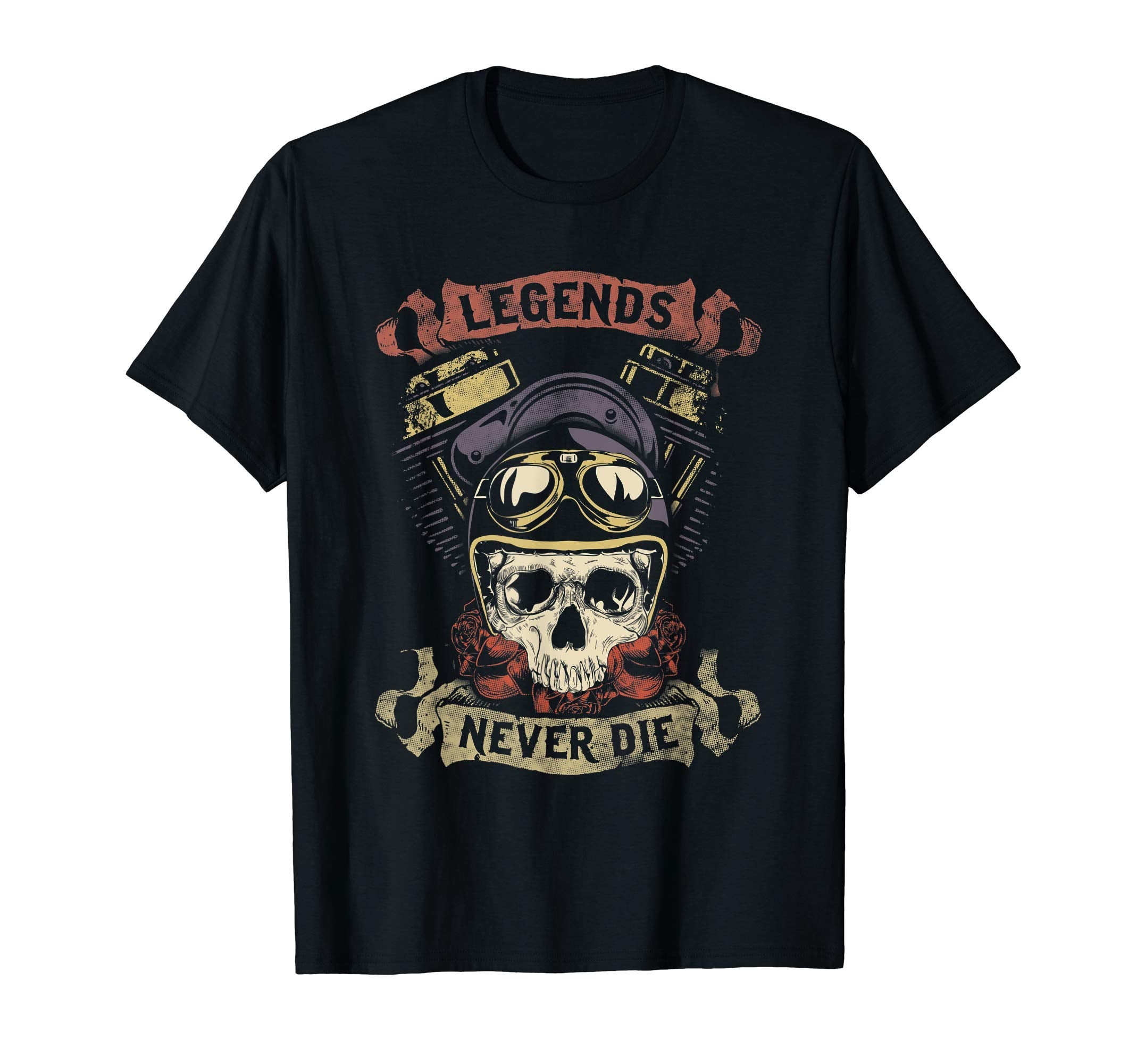 Skull Motorcycle Gift Biker Legends T-Shirt - Minimalist Print Unisex - T-Shirt, Sweatshirt, Hoodie