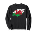 Wales Soccer Fan Tattered Flag Sweatshirt - Graphic Print Men Women - T-Shirt, Sweatshirt, Hoodie