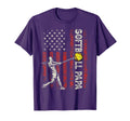 Softball Papa Us Flag Gifts Dad T-Shirt - Casual Everyday Wear for Adults - T-Shirt, Sweatshirt, Hoodie