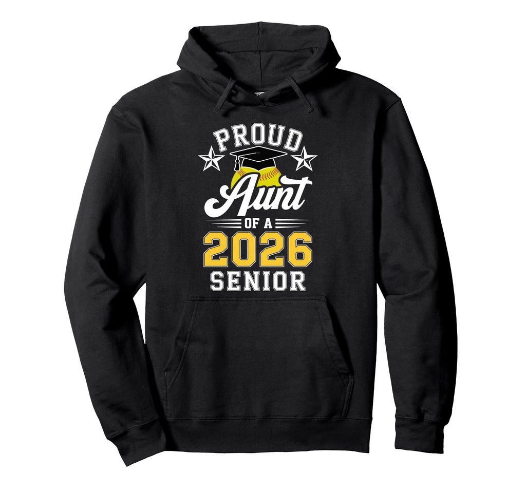 Proud Aunt 2026 Senior Softball Hoodie - Minimalist Print for Adults - T-Shirt, Sweatshirt, Hoodie