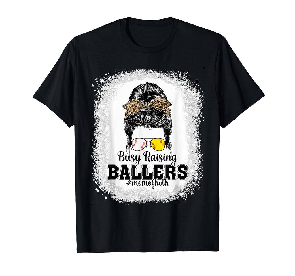 Messy Bun Mom Both Baseball Softball T-Shirt - Custom Art Print for Adults - T-Shirt, Sweatshirt, Hoodie