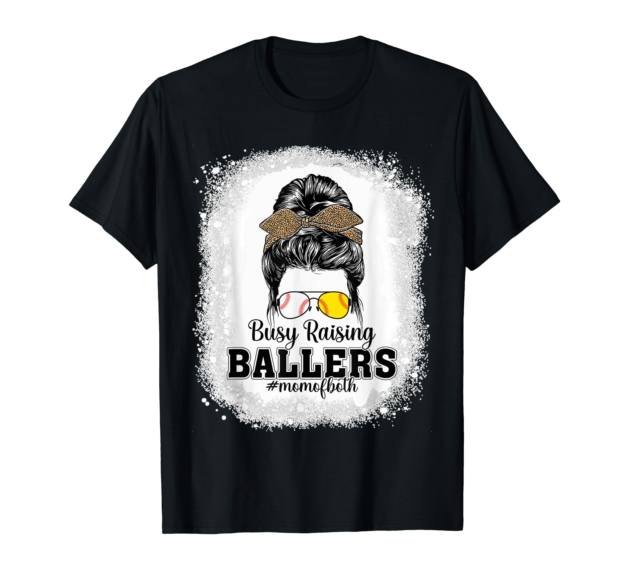 Messy Bun Mom Both Baseball Softball T-Shirt - Custom Art Print for Adults - T-Shirt, Sweatshirt, Hoodie