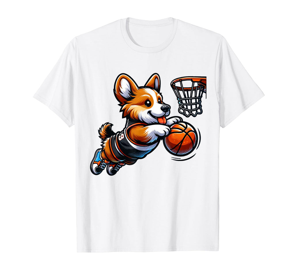 Corgi Basketball Dog Lovers T-Shirt - Casual Everyday Wear for Adults - T-Shirt, Sweatshirt, Hoodie