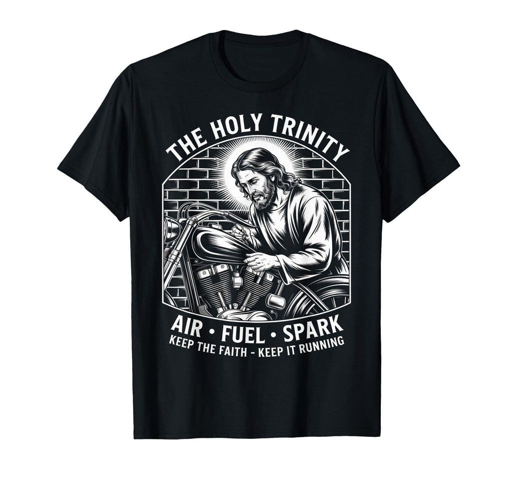 Holy Trinity Motorcycle Faith Biker Dad T-Shirt - Custom Art Print Unisex - T-Shirt, Sweatshirt, Hoodie