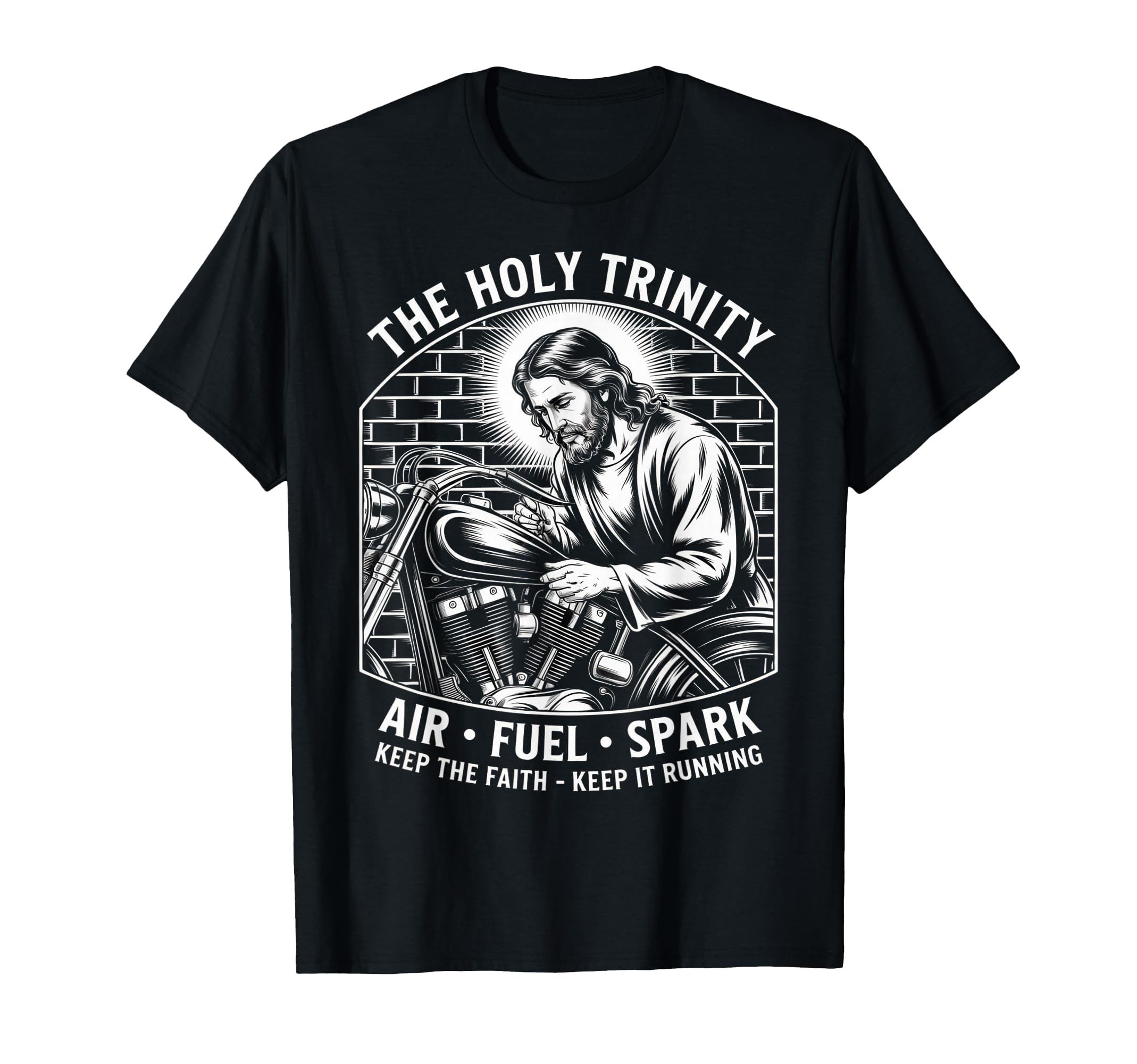 Holy Trinity Motorcycle Faith Biker Dad T-Shirt - Custom Art Print Unisex - T-Shirt, Sweatshirt, Hoodie