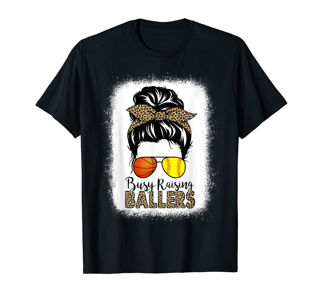 Basketball And Softball Mom Messy Bun T-Shirt - Unique Graphic Men Women - T-Shirt, Sweatshirt, Hoodie