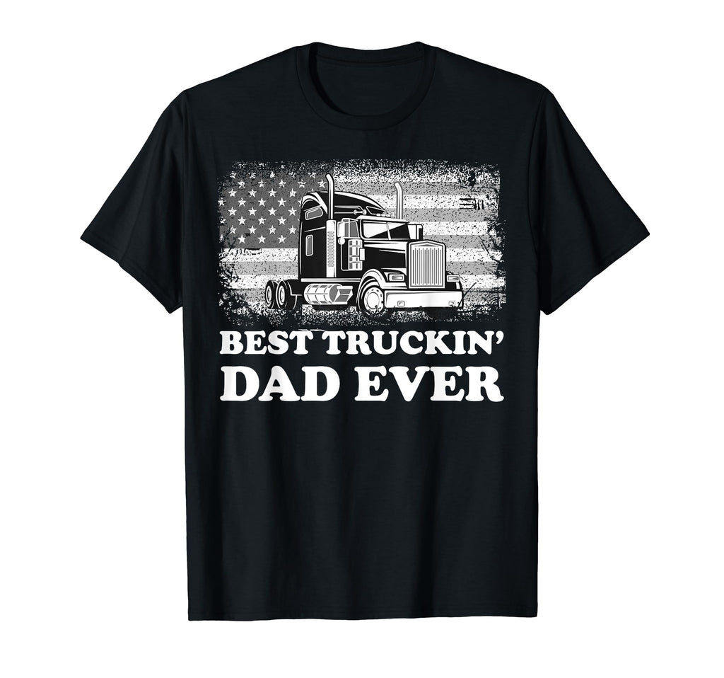Usa Best Truckin Dad Ever American Flag T-Shirt - Graphic Print for Adults - T-Shirt, Sweatshirt, Hoodie