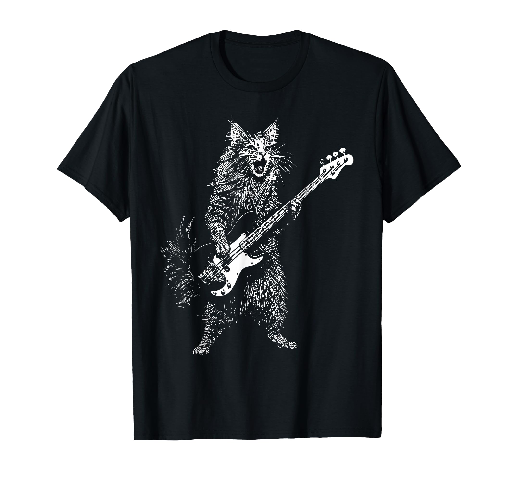 Cat Maine Coon Playing Guitar Rock T-Shirt - Novelty Apparel Men Women - T-Shirt, Sweatshirt, Hoodie