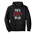 Papa Bear Black Red Tartan Plaid Fun Hoodie - Aesthetic Graphic Men Women - T-Shirt, Sweatshirt, Hoodie