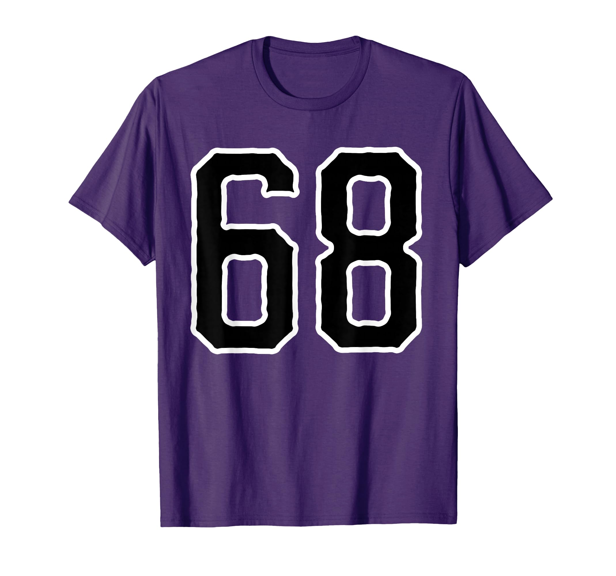 Number 68 White Black Sports Team T-Shirt - Minimalist Print Unisex - T-Shirt, Sweatshirt, Hoodie
