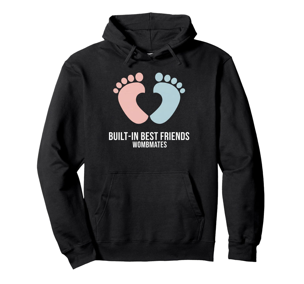 Womb Mates Twin Pregnancy Hoodie - Minimalist Print for Adults - T-Shirt, Sweatshirt, Hoodie