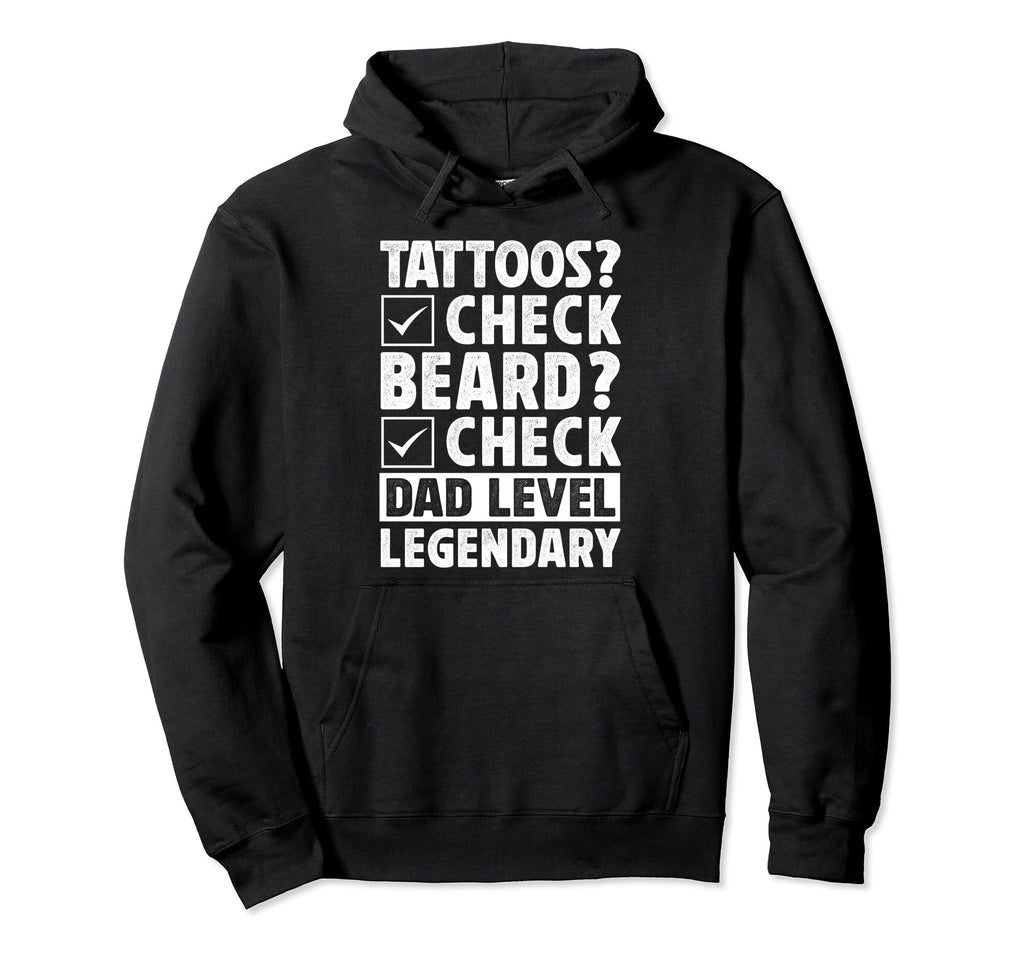 Bearded Inked Dad Beard Tattoo Fathers Day Hoodie - Graphic Print Men Women - T-Shirt, Sweatshirt, Hoodie