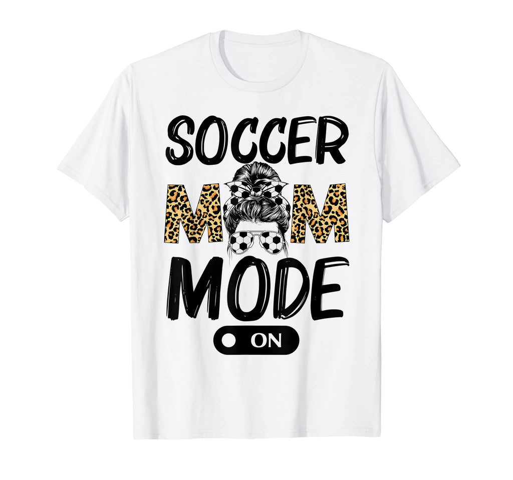 Soccer Mom Messy Bun Mode Leopard Game T-Shirt - Custom Art Print Unisex - T-Shirt, Sweatshirt, Hoodie