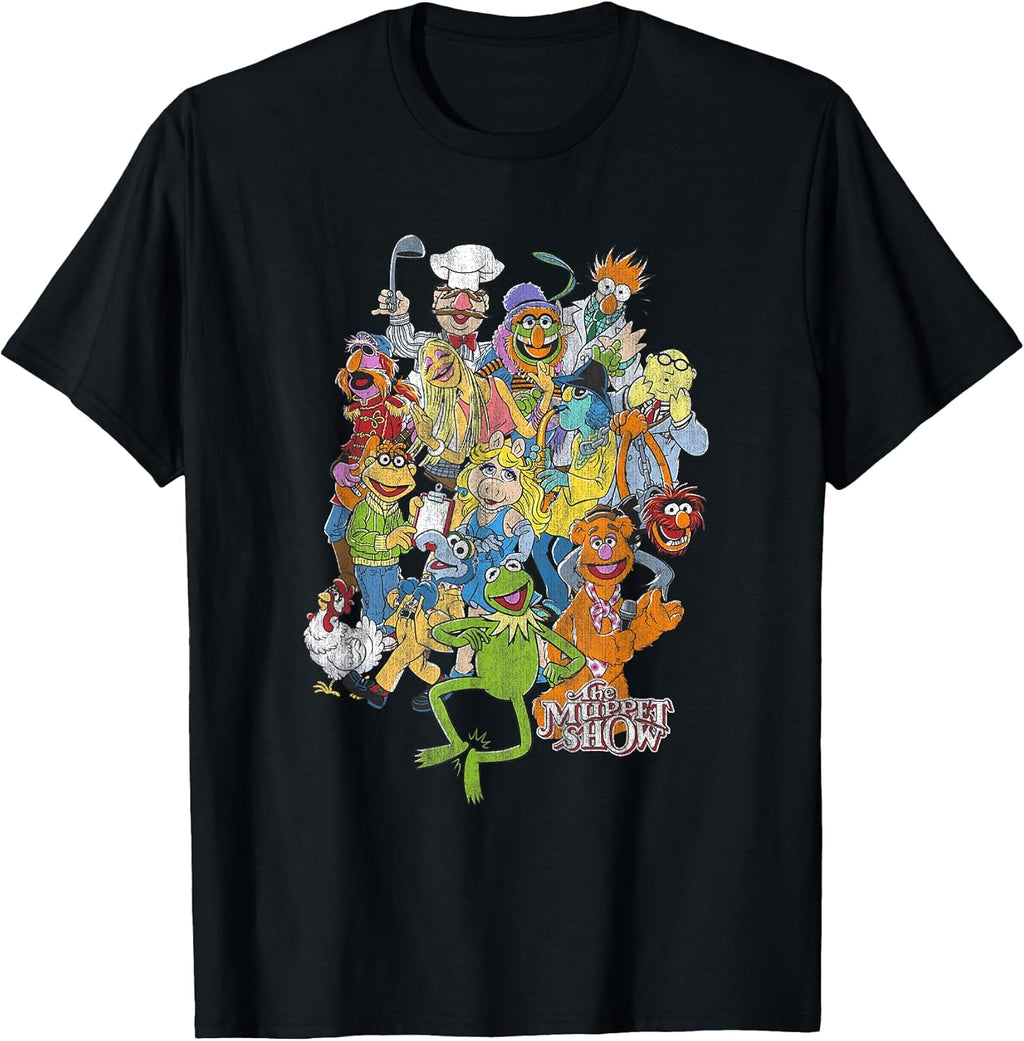 The Muppets Main Characters Distressed Group Shot - Adult & Kids T-Shirts, Sweatshirts & Hoodies apparel design preview 1