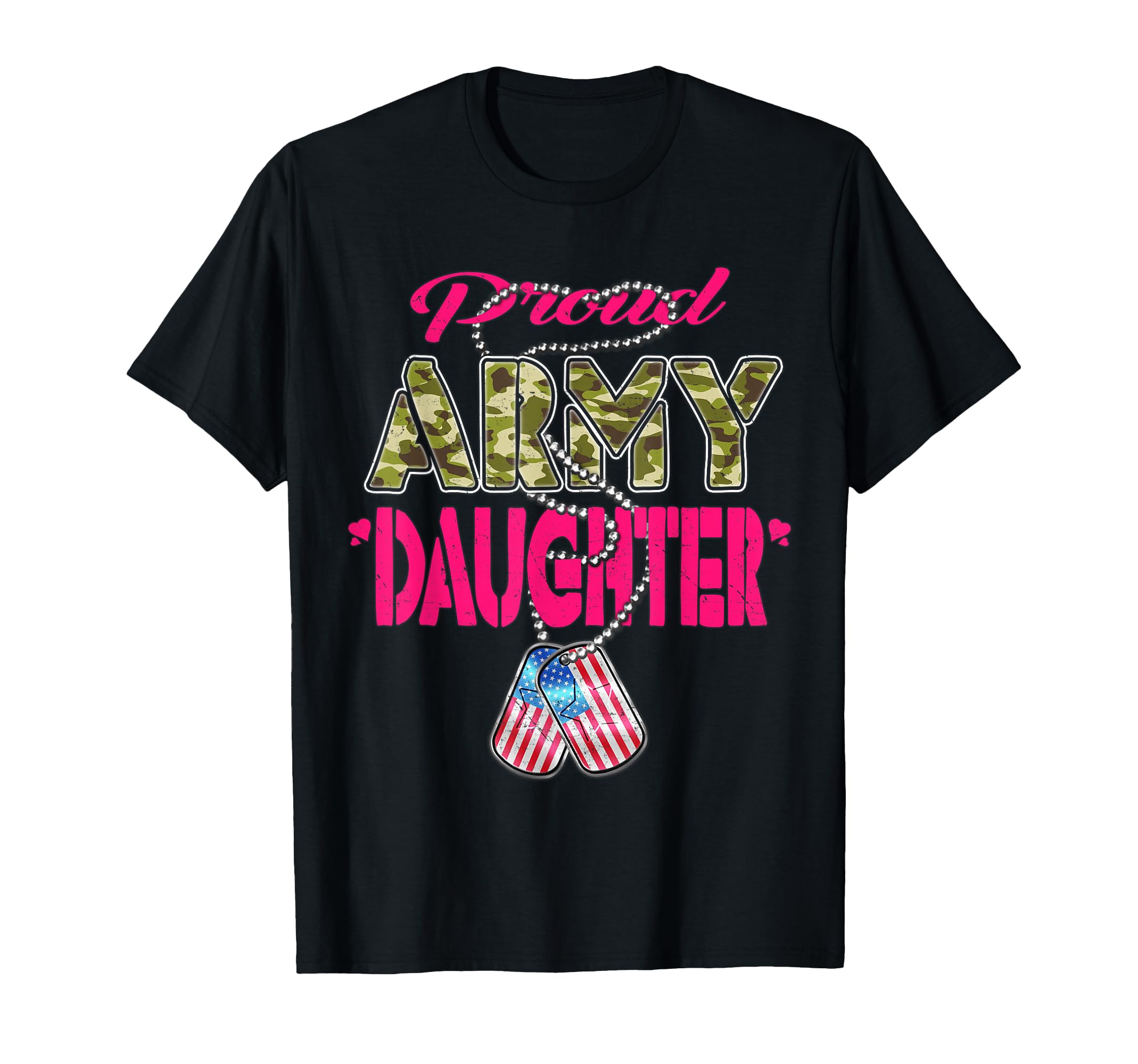 Proud Army Daughter Us Flag Camo Dog T-Shirt - Custom Art Print Unisex - T-Shirt, Sweatshirt, Hoodie