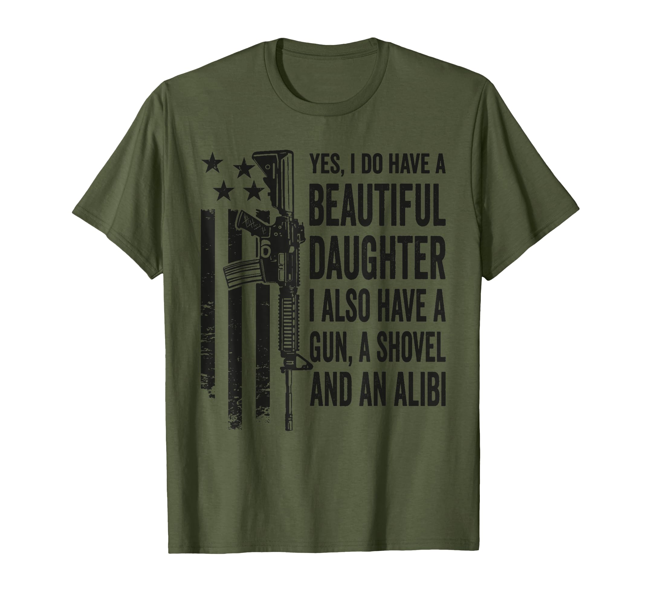 Funny Daughter Gun Shovel Alibi Camo T-Shirt - Custom Art Print Men Women - T-Shirt, Sweatshirt, Hoodie