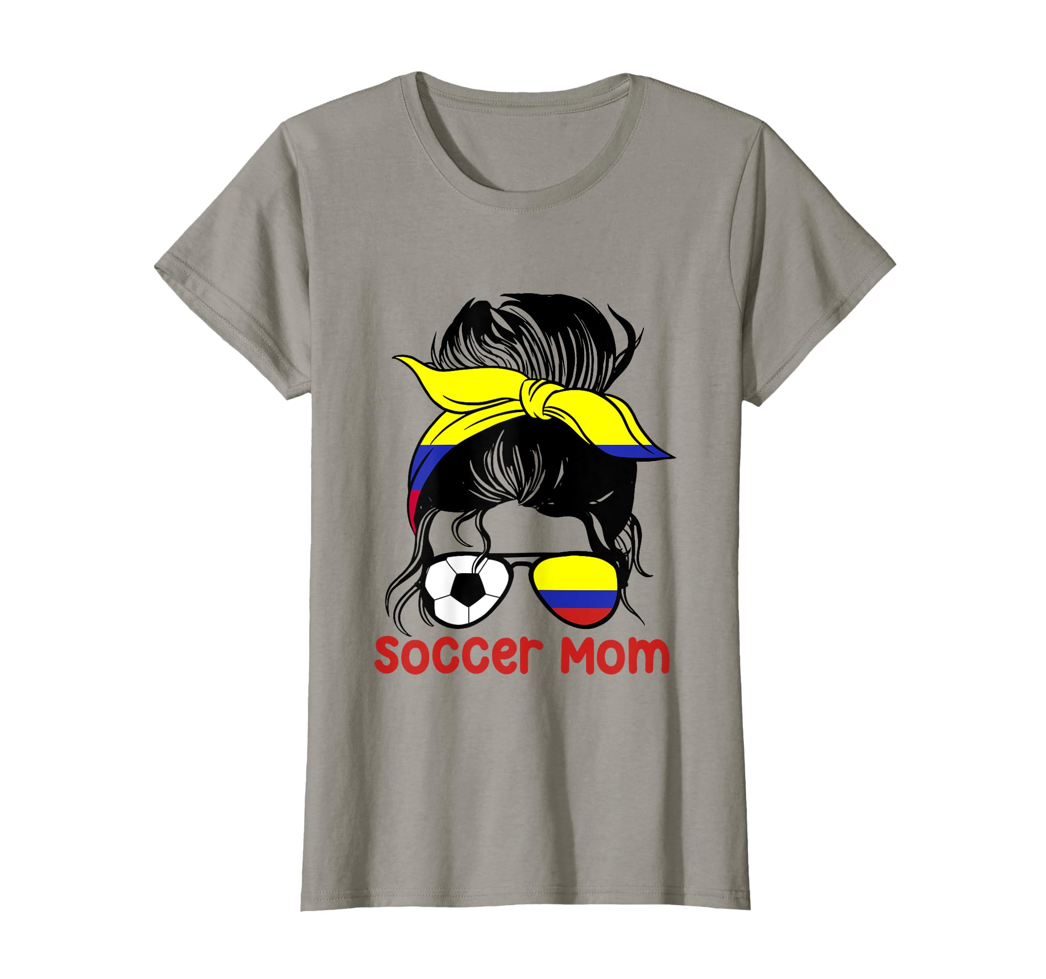 Soccer Mom Colombia Messy Bun Mothers Day T-Shirt - Novelty Apparel Unisex - T-Shirt, Sweatshirt, Hoodie
