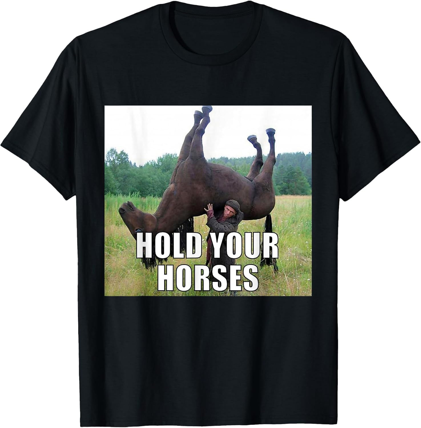 Hold Your Horses Funny Meme Apparel - Adult & Kids T-Shirts, Sweatshirts & Hoodies apparel design preview 1